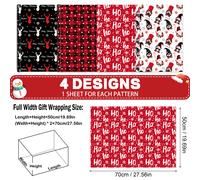 TEMU 4 Hojas de Papel de Regalo Navideño en Rollo - Copo de Nieve, Cuadros, Reno para Regalos y Manualidades Festivas, Empaque Floral