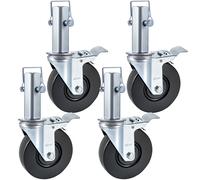 TEMU 4 Pack de Ruedas Giratorias de Goma para Andamios de Resistencia de 5" con Bloqueo y Eje Cuadrado de 1.25" Capacidad de 440LBS por Rueda