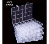 TEMU 4 Piezas de de Almacenamiento Transparente con - Organizador Versátil para Joyas, Abalorios y Herramientas Pequeñas - Diseño Compacto para Fácil Ordenación, Cajas para Joyería y Accesorios