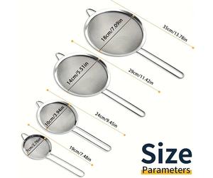 TEMU 4 piezas de de de acero inoxidable, colador de malla de acero inoxidable, espumadera, filtro de y té, herramientas de horneado de cocina duraderas y fáciles de limpiar.