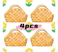 TEMU 4 piezas de decoración navideña, regalos para con luna llena, cestas acompañantes, canastas de madera, bolsas tejidas, cestas para estantería