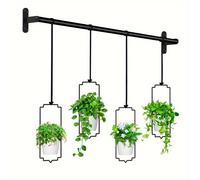 TEMU 4 Piezas de Maceteros Colgantes Ajustables para Ventana, Jardín de Hierbas de Interior, Colgador de Plantas para Pared y Techo con Macetas de Plástico