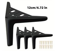 TEMU 4 Piezas de Patas de Muebles de Metal, Pies de Reemplazo DIY para Muebles, Adecuados para Mesitas de Noche, Gabinetes de TV, Mesas de Café, Sofás, Camas y Más