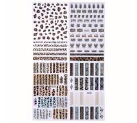TEMU 4 piezas de pegatinas de uñas con estampado de leopardo, de 3D, dijes de diseño elegante, calcomanías para uñas, decoraciones de uñas DIY