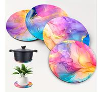 TEMU 4 Piezas de Salvamanteles de Madera Pastel - Posavasos Antideslizantes y Resistentes al , Juego Multiusos para Cocina, Encimeras, Platos Calientes, Ideal para Hogar, Oficina, Fiestas y Festivales