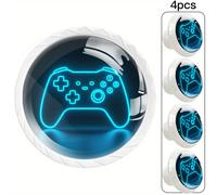 TEMU 4 Piezas de Tiradores Redondos para Muebles, Adecuados para Armarios y Cómodas. Diseño de Game Pad. Manijas Decorativas de Cristal con Bases de ABS en , y Plateado