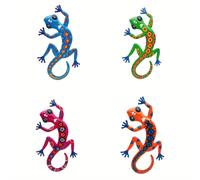 TEMU 4 piezas, Decoración de Gecko de Metal, de Pared de 3D, Decoración Navideña, Decoración de Halloween, Adecuado para Patio y Valla de Jardín Interior y Exterior - Regalo para Familiares y