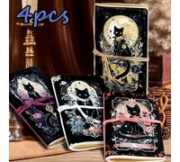 TEMU 4 piezas/juego, 120 páginas una, Cuaderno de Gato - Estilo Gótico, Colgante de Vendaje, Diario , Graffiti , Portátil, para Escritura Creativa, Material Escolar de Oficina, , Regalo Festivo
