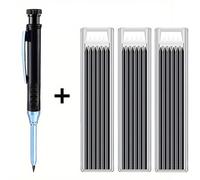 TEMU 4 piezas/Set de Lápices Mecánicos para Carpintería de 2.8 mm, Lápices Móviles, Portaminas de Metal con Sacapuntas, Ideales para Diseño en Madera y Porcelana (1 Lápiz + 3 Cajas de Negra)