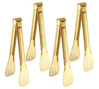 TEMU 4 pinzas de servir doradas de 9 pulgadas, utensilios de servir de acero inoxidable para ensalada, bufé, , pinza para postre para fiestas (Dorado)