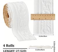 TEMU 4 rollos decorativos de corona autoadhesivos, decoración flexible de espuma, de papel tapiz 3D, de pared decorativo vintage , 330" X 3.1" con , para hogar, hotel