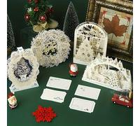 TEMU 4 tarjetas de Navidad 3D pop-up con sobres y tarjetas de notas - Diseño floral festivo , tarjetas de Navidad