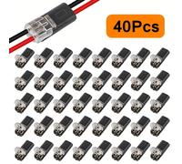 TEMU 40 conectores de cable LED enchufables, terminales de cable de 2 pines y 2 vías, requiere de cables, conector de cableado de empalme rápido para AWG 20-24