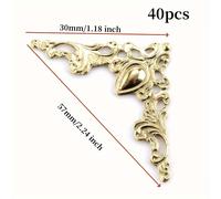 TEMU 40 piezas de soportes de esquina en de metal, color dorado, para cubierta de cuaderno, menús, marcos de fotos, muebles, protector decorativo