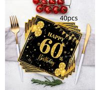 TEMU 40 servilletas negras y doradas con temática para el 60 , ideales para hombres como para mujeres, perfectas para celebraciones de , y fiestas de jubilación