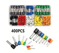 TEMU 400 Piezas Kit de Terminales de Crimpado Eléctrico - Conectores de Cable de Cobre Surtidos, Conectores de Bloque Tubular VE en para Seguro de Cables, Sin Necesidad de Electricidad o Batería