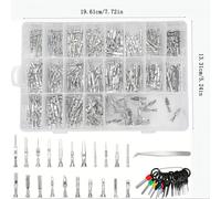 TEMU 420 piezas de terminales eléctricos para coche, pines conectores 1/1.5/1.8/2.2/2.8/3.5 mm, 21 tipos de pinza terminals automotrices no , extractor y herramienta crimpable hembra