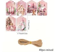 TEMU 48 Piezas de Etiquetas Colgantes de Navidad de Papel con Diseños de Santa Claus/ para Decoración de Árbol, Fiestas Navideñas, Regalos DIY y Empaque de Noel