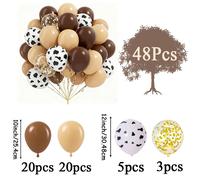 TEMU 48 Piezas de Globos de Látex con Estampado de Vaca Marrón, Nude y Dorado - Tema Vaquero con Marrón y Nude, Ideales para Decoraciones de Fiestas de , , Baby Showers y Revelación de Género