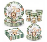 TEMU 49 Piezas de Suministros para de en , Juego de Vajilla con Temática de Animales, Platos, Vasos y Servilletas para Celebraciones de y Fiestas