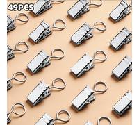 TEMU 49 piezas - Ganchos para cortinas de acero inoxidable - Anillas sujetadoras para y marcos. Ideales para colgar cortinas, cortinas de baño, fondos decorativos, etc