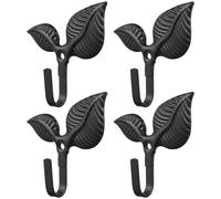 TEMU 4pcs Ganchos de Pared de Metal Negro con Forma de Hoja - Fácil Instalación, Colgadores de Capas y Sombreros de Una Sola Capa para Decoración del Hogar