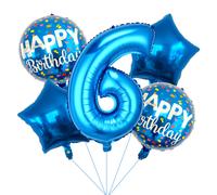 TEMU 5 globos azules con números | Globos de aluminio con dígitos, diseño de estrellas y " " para decoración de fiestas, para adultos y niños, ideales para celebraciones de , y aniversarios