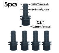 TEMU 5 piezas 3/4 mm 20 mm Conector de para manguera 1/2 3/4 Adaptador de junta de conector de manguera de PE de plástico