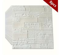 TEMU 5 piezas/8 piezas Adhesivo de pared 3D de ladrillo - Papel tapiz de PVC autoadhesivo para y pegar con real en relieve para , dormitorio, de TV - Decoración fácil para el hogar