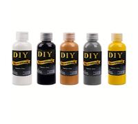 TEMU 5 piezas de pintura acrílica para vertido - Dorado/Plateado//Negro, 60 ml en botella, acrílico de - Recubrimiento de flujo, materiales para vertido en , piedras, vidrio, papel, etc.