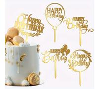 TEMU ¡5 Piezas de Topper para Pastel de Dorado Acrílico, Decoraciones para Tartas, Suministros para Decorar Pasteles de para Niños y Niñas!