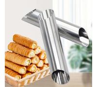 TEMU 5 piezas Molde hueco de acero inoxidable para pan Croissant, molde para hacer , herramienta para hornear conos de helado