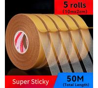 TEMU 5-Rollos de 10m Uno, 50m Total, Cinta Adhesiva de Tela Cara Fuerte para Manualidades, Arreglos Florales, Piedras Sintéticas, Uso de Oficina y Montaje de