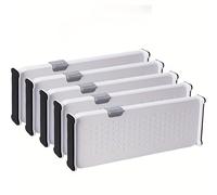 TEMU 5 separadores de cajones ajustables, 4" de , expandibles de 11-17", paquete de 5, antideslizantes para tocador, estantería, armario, cocina, guardería y oficina, partición divisoria combinable ()