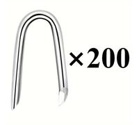 TEMU 50/100/200 piezas de grapas para de alambre de acero, grapas para alambre, clavos de grapas para de acero galvanizado, grapas de fijación de resistencia de U, clavos de U para de malla trenzada