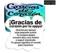 TEMU 50/100 piezas de tarjetas de agradecimiento en español - Inserciones de agradecimiento troqueladas "Gracias De " para empaques de pequeñas empresas, regalos para clientes y sobres de pedidos