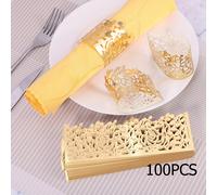 TEMU 50/100pcs Combinación de Glicinas y Rosas, Anillos Desechables para Servilletas, Hebillas Huecas Doradas y Plateadas para Picnics, Fiestas, Navidad, Año , , Acción de Gracias