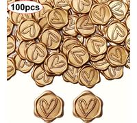 TEMU 50/100pcs Pegatinas de Sello de Cera de , Pegatinas de Sello para Sobres, Sellos Autoadhesivos Dorados para , Fiestas, y Navidad