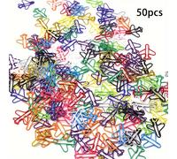 TEMU 50 clips de papel metálicos con forma de avión, clips de hierro para papelería de oficina, organizadores de archivos multicolores para libros y documentos