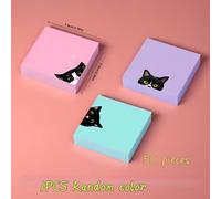 TEMU 50 Notas Adhesivas de Gato Negro , Paquete | Notas Adhesivas Rosadas Súper Pegajosas, Ideales para Apuntes, Amantes de , Material de Papel Cuadrado
