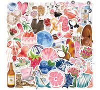 TEMU 50 Pegatinas Estéticas de Diario Acuarela - Calcomanías Impermeables de PVC Modernas para Portátil, de Móvil y Scrapbooking - Juego Decorativo de Visibilidad
