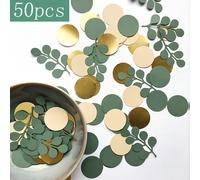 TEMU 50 piezas de hojas verdes redondas de , decoración temática para fiestas, , accesorios de decoración de mesa para fiestas de , y vacaciones, de