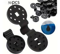 TEMU 50 pinzas de tela negra para - Sujetadores redondos de plástico PP duraderos para sombrillas, lonas de malla para patio y cubiertas de jardín