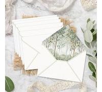 TEMU 50 Sobres Blancos Acuarela Bosque - Sobres de con Solapa para Tarjetas de Regalo - Ideales para Regalos, Invitaciones y Documentos de Oficina - , Fiestas, Graduaciones