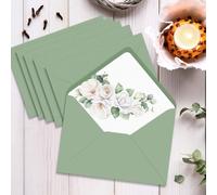 TEMU 50 Sobres de de Acuarela con Rosas y Verde | Mate, Cierre con Pegamento, Ideales para Regalos, Invitaciones y Documentos de Oficina - Adecuados para , , Graduaciones