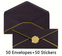 TEMU 50 sobres de negocios con solapa en V, dorado, sobres #10 de papel de 150 gsm, sobres estándar con pegatinas doradas para oficina, cheques, envío de cartas, 9.45 x 4.13 pulgadas