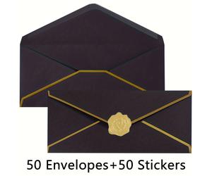 TEMU 50 sobres de negocios con solapa en V, dorado, sobres #10 de papel de 150 gsm, sobres estándar con pegatinas doradas para oficina, cheques, envío de cartas, 9.45 x 4.13 pulgadas