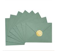 TEMU 50 Sobres Vintage -Verde, Diseño de Solapa en V, 7.25 X 5.25 Pulgadas, Perfectos para Envíos Navideños, y Tarjetas de Agradecimiento, 25 Sobres y 25 Pegatinas