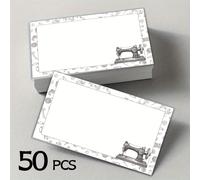 TEMU 50 tarjetas de mensaje temáticas de costura, tarjetas de blancas sin recubrimiento, regalos para costureros, de suministros de costura, tarjetas de escritura, etiquetas de regalo, , artículos