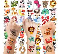 TEMU 50 tatuajes temporales 3D de animales adorables, animales de dibujos animados, león, perro, gato, ZOO, , regalos de , tatuajes temporales , sets de recuerdos para fiestas